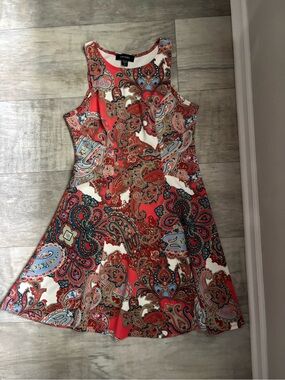 Karen Kane Womens Fit & Flare Paisley Knit Scoop Neck Stretch Dress M-076